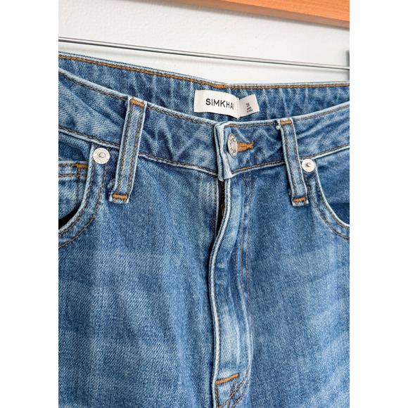 Simkai Jude Wide Leg Denim Jeans Medium Wash Ombre Cuffs USA 29 - Picture 5 of 11